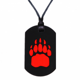 Chewy Pendant | Dog Tag | Bear Paw Black/Red