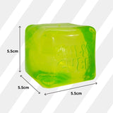 Green cube with 'Chilly Cube' branding and dimensions on a white background
