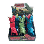 Box of colorful dinosaur-shaped toys with a 'Dinosaur Dino Grabber' label.