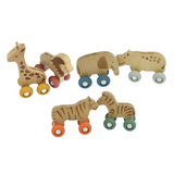 Wooden Wildlife Animal With Silicone Wheels