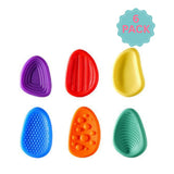 Set of six colorful silicone sanding blocks on a white background with '6 Pack' text.