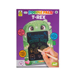 Doodle Pals T-Rex LCD drawing pad packaging with a hand holding a pen.