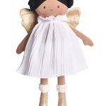 doll with white dress and gold wings