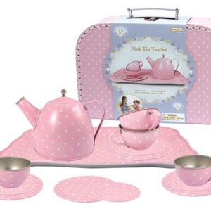 Pink Tin Tea Set In Suitcase | 15pcs